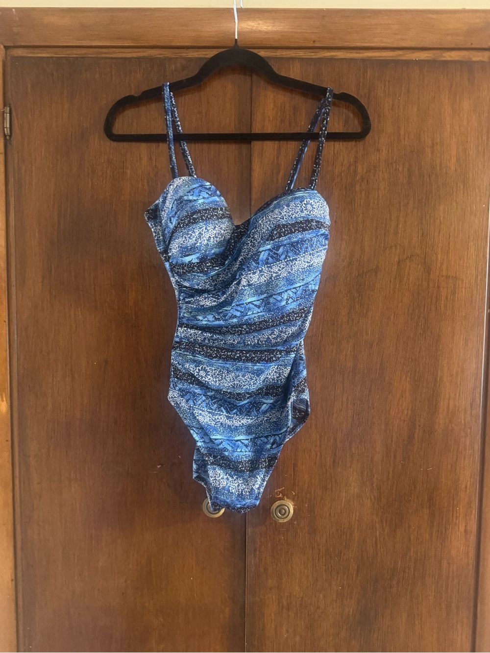 Oscar De La Renta Vintage 80’s Blue Silver Black Sparkle One Piece Swimsuit 10
